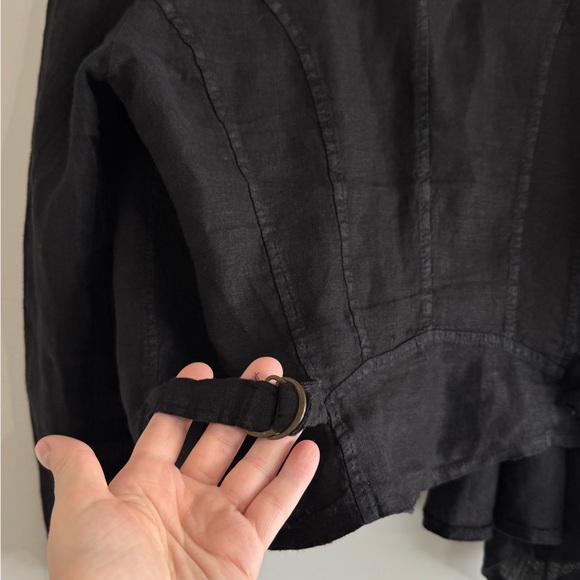 Tempo Paris Women Black 100% Linen Open Front Jacket Boho Avant Garde  Artsy S - Picture 7 of 7